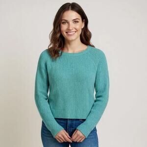 360 Cashmere Women's Blue Ribbed Knit 100% Cashmere Sweater Size M